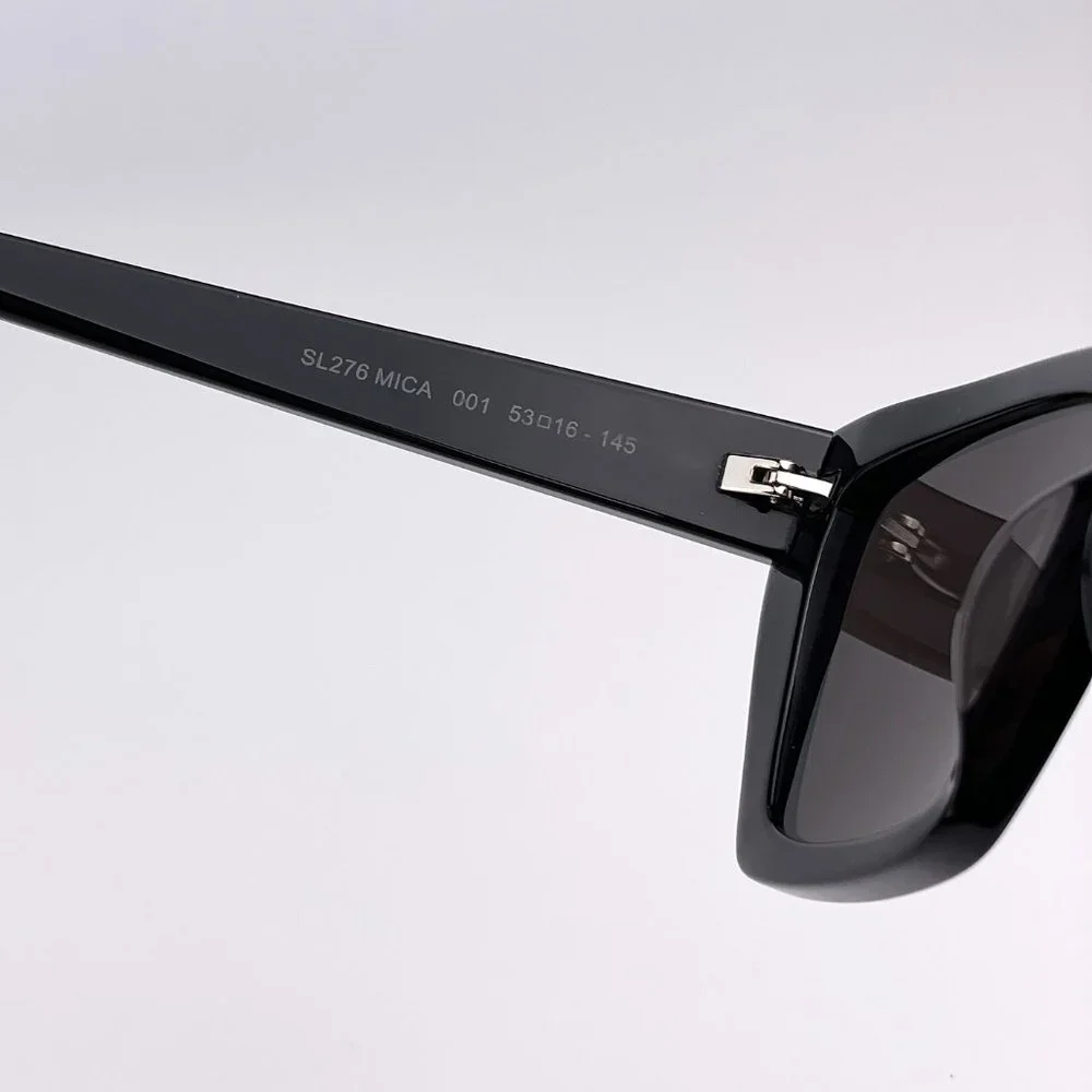 Saint Laurent Glossy Black Angular Cat-Eye Sunglasses - Picture 7 of 10